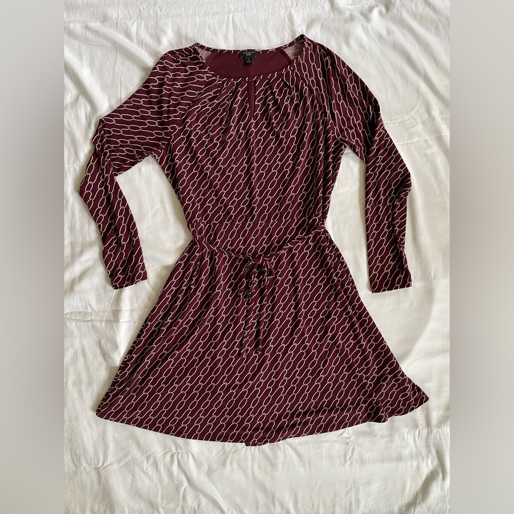 Ann Taylor Long Sleeve Fit & Flare Keyhole Dress Size LP
